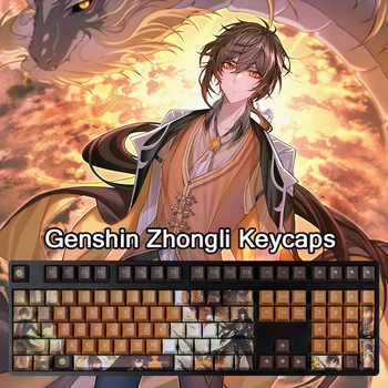 108 Taustiņu Genshin Ietekmes Zhongli Keycaps Pbt Sublimācijas Anime Keycaps Mechanical Gaming Keyboard Keycap