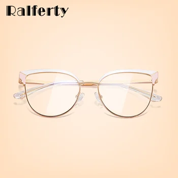 Ralferty Bicolor Cat Eye Sieviešu Brilles ar Rāmi Zilā Gaisma Brilles Datora Aizsardzību Metāla Atsperu Eņģi, Optisko Briļļu
