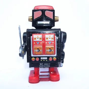 [Smieklīgi] Klasisks kolekcija Retro Pulksteņa Vēja Metāla Kājām Alvas Rotaļlieta Kareivis robotu Mehānisko bērniem ziemassvētku dāvanu