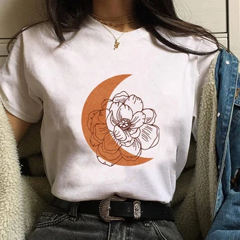 Saule un Mēness T Krekls Meitenēm Grafiskais Tee Krekli Estētisko korejas Tshirts Stila Modes Sievietēm Apaļu Kakla Harajuku Apģērbu Dāma