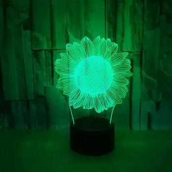 Krāsains 3d Lampas Saulespuķu Touch Tālvadības pults, Galda Lampas, 3d Nightlight Bērnu telpu dekorēšana 3D Apgaismojums Galda Lampas