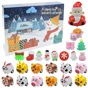 Ziemassvētku Adventes Kalendārs Rotaļlietu Kaste 24pcs Uzstādīt Cute Sniegavīrs Mochi Dzīvnieku 2023 Jaunais Gads Countdown Stress Atvieglojums, Kazlēnu Dāvanu