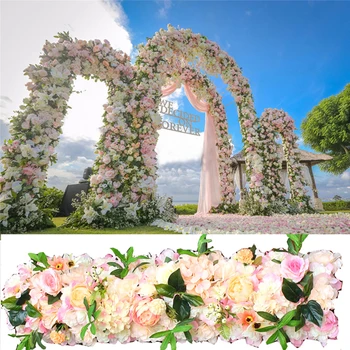 DIY 1M kāzu dekorēšana luksusa Ceļu svina minēts ziedi, roze, peonija hydrangea samaisa lokveida durvju Ziedu Rindā Logā T stacija 2gab