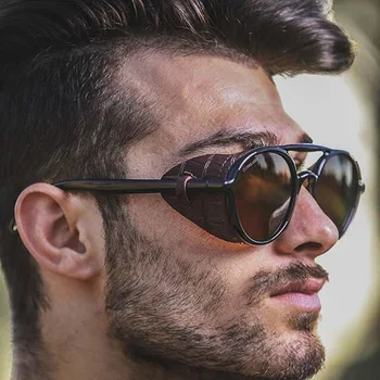 2023 Vīriešu Saulesbrilles Ādas pārvalka Saulesbrilles Modes Retro Punk Brilles Dizaineru Zīmolu Saulesbrilles Vīriešiem Sieviešu Vintage Ins
