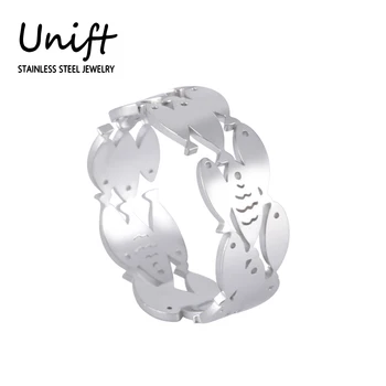 Unift Estētisko Lielo-Mazo Zivju Gredzeni Sievietēm Nerūsējošā Tērauda Gredzens Kristiešu Dzīvnieku Talismans Vienkārši Modes Sieviešu Rotaslietas Dāvanu