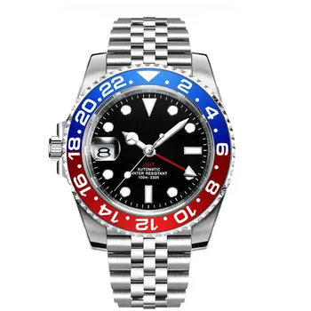 Jaunā Luksusa Vīriešiem BOTIONI Mehāniskās rokas Pulkstenis Gaismas GMT Skatīties Top Zīmolu Safīra Stikls 10Bar Vīriešu Pulkstenis Reloj Hombre