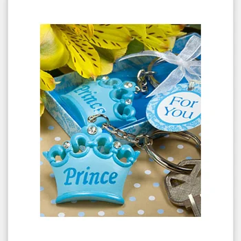 Bezmaksas piegāde baby dušas labā puse dāvana viesu--Rozā vai Zils Vainagu Tēmu Princese keychain labu kāzu favor giveaways