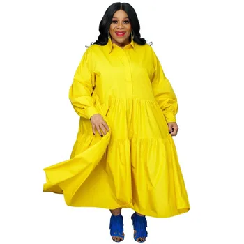 5XL Modes Lielo Izmēru Āfrikas Kleitas Sievietēm Gadījuma tīrtoņa Krāsu Zaudēt garām Piedurknēm Maxi Kleita Drēbes Boubou Africain Femme Jaunas
