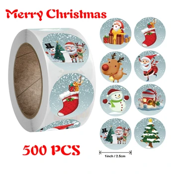 500pcs/roll Kārta Priecīgus Ziemassvētkus Santa Claus, Uzlīmes, Zīmogu Etiķetes, Aploksnes Kartes Dāvanu komplekts Scrapbooking Festivāls Apdare