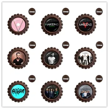 Maroon 5 Koka Broša 3D Druka Logo 20mm Stikla Kupola Koka Broša Pin Rotaslietas Sievietēm, Vīriešiem Mūzikas Faniem Radošo Dāvanu