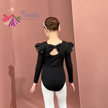 Priekšgala Mezgls Leotard Ballet Bērniem Korejas Dizaina Princese Garām Piedurknēm Kokvilnas Deju Top Ritmiskā Vingrošana Meitene Skatuves Kostīmu Puse