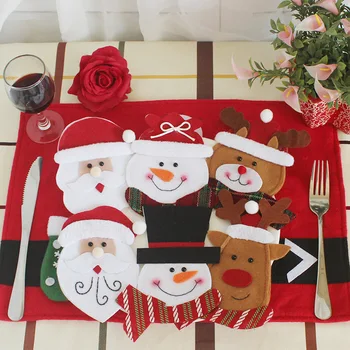 6Pcs/Set Santa Claus, Sniegavīrs Sudrablietas Turētāji, Nazi, Dakšiņu Maisa Ziemassvētku Rotājumi mājās