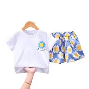 Vasaras Bērnu Modes Apģērbu Baby Meiteņu Kokvilnas T Krekls, Bikses, 2gab/komplekti Bērniem Zīdaiņu Sporta Apģērbs Toddler Gadījuma Treniņtērpi
