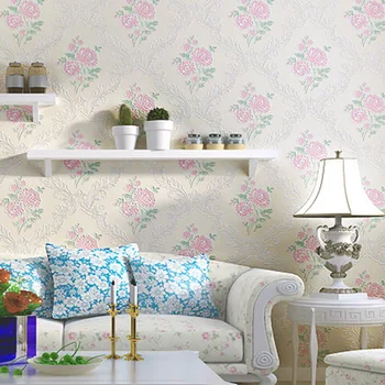 3D Tapetes dārza neausta tapetes, 3D Ziedu dzīvojamā istaba guļamistaba fona Iespiests tapetes W41