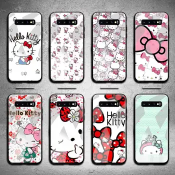 Hello Kitty Telefonu Gadījumā Rūdīta Stikla Samsung S20 Plus S7 S8 S9 S10 Piezīme 8 9 10 Plus