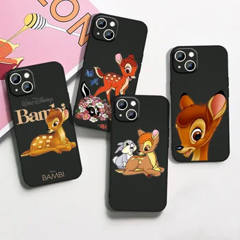 Gudrs Bambi Telefonu Gadījumā Par Apple iPhone 14 13 12 11 mini XS XR-X Pro, Max 8 7 6S 6 5S 5 Plus Melns Segt