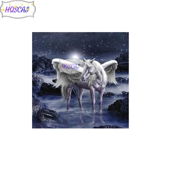Jauns 5d DIY Dimanta Krāsošana Spārnotais unicorn dzīvnieku Pilnu Kvadrātveida Dimanta Izšuvumi Krustdūrienā Mozaīkas Mājas Dekoru, Dāvanu art attēlu