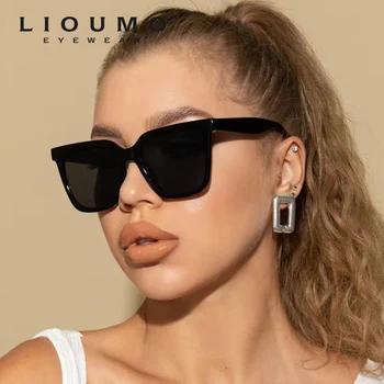 LIOUMO Dizaina Modes Vienkārša Kvadrātveida Saulesbrilles Sieviešu 2022 Klasiskās, Braukšanas, Brilles Vīriešiem UV400 Aizsardzība, Anti-Glare zonnebril