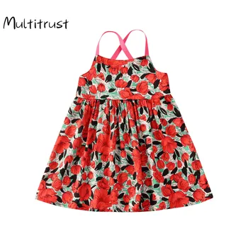 Multitrust Bērnu Vasaras Apģērbu Baby Toddler Meitene Puse Princese Ziedu Kokvilnas Ziedu Kleita Šifona Sundress Apģērbs