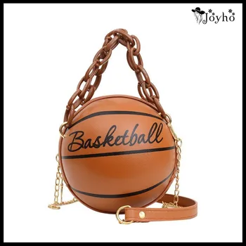 Sieviešu soma Basketbola Apaļas Formas Plecu Somas Sievietēm Ķēdes Gadījuma Rāvējslēdzēju Totes Maku PU Leather Messenger Crossbody somas