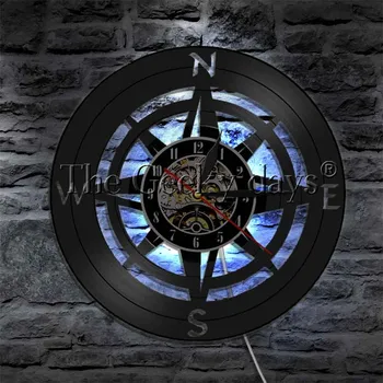  Jūras Navigācijas 3D Dekors LED Sienas Apgaismojuma Jūrnieks Numurā Nakts Gaisma Sienas Pulkstenis Mākslas Kompass Modernās Sienas Lampas