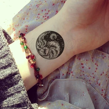 Tetovējumu Uzlīmes jūras viļņu planētas, mēness krusta trijstūri, apli, Ūdens Nodošanu Pagaidu Viltus tatto flash tetovējums, par kazlēnu, meitene vīriešiem