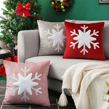 Ziemassvētku Spilvens Segums 45X45cm Sniegpārslas Samta Hugging Spilvena apvalks apvalks ar Modes Ziemassvētku Home Decoration Sofa Guļamistaba