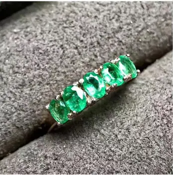 Smaragds gredzenu Bezmaksas piegāde Dabas nekustamā emerald 925 sterling sudraba 3*4mm 5gab Smalkas rotaslietas