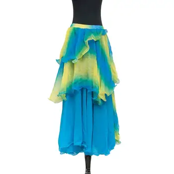 Sieviešu Colorblock Deju apģērbi Ruffles Svārki Vēdera Deju apģērbu, 3 Slāņi Vēdera deju Svārki Multicolor vēdera deju kostīmu--6050