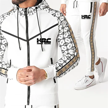 Vīriešu Jaka 2 Gabals, kas+Bikses Sporta Tērps Vīriešu Streetwear HRC auto logo drukāt Rudens ziemas Vīriešiem Tracksuit Zīmolu Vīriešu Komplekti