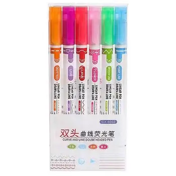 Krāsainu Marķieri, Pildspalvas 6Pcs Flownwing Flair Pildspalvām Ar 6 Dažādas Formas Sodu Padomus, 6 Krāsas, Zīmes Līnijas Estētisko Atzīmētājs