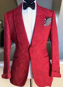 Sarkans Vīriešu Uzvalku Vienā Gabalā Žakete Mētelis Uzvalku Jaka Modernā Vienu Pogu Darba Kāzām Līgavainis Oficiālu Pinstripe Puse Cēloņu Pielāgota
