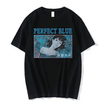 Perfect Blue Japāņu Anime Meitene T-Krekls Melns Vīriešu T-krekli ar Īsām Piedurknēm Vasaras Kokvilnas Estētisko 90S Apģērbs Unisex Harajuku