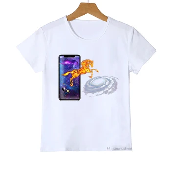 T-Krekls Zēniem/Meitenēm Smieklīgi Galaxy Unicorn Fantāzija, Sapņi Karikatūra Izdrukāt Kreklu Bērnu Tshirt Modes Tendence Boysgirls Drēbes