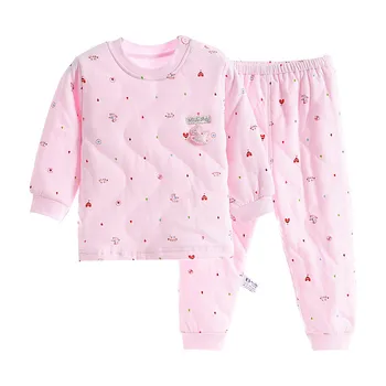 2022 Jaunas Ziemas Biezs Bērnu Pidžamas Komplekts Baby Zēni Meitenes Stepēts Super Silts Kokvilnas Tops un Bikses 2-10 Gadiem Homewear Kostīmi