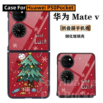 Par Huawei P50Pocket Gadījumā Huawei P50 Kabatas Gadījumā Stikla Korpusa Laimīgs Sika Briežu