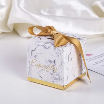100gab Radošas kāzu candy dāvanu kastē Eiropas Mori karstās štancēšanas, locīšanas kvadrātveida kaste tintes stila dizainu kāzu konfekšu kaste