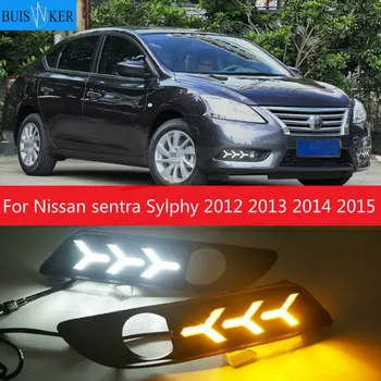 2gab Par Nissan sentra Sylphy 2012 2013 2014 2015 LED dienas gaitas lukturi Dienas Gaitas Lukturi dienas gaismas dzeltens pagrieziena Signāla lampa