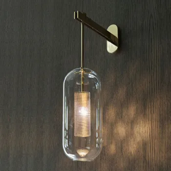 Vienkārši mūsdienu stikla sienas lampas eju koridorā gaismas Ziemeļvalstu radošās personības dzīves telpā, gultas, guļamistabas Gaismas AC110-240V