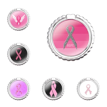 Krūts Vēža rozā Lenti Mobilo Telefonu, Gredzenu Turētājs Pirksta Gredzenu Stand Statīvs Metāla Roktura Turētājs Modes Radošo Karikatūra Dizains