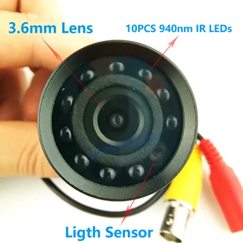 Mini AHD CCTV Kameras 1080P HD ar 10PCS 940nm ir Led 2MP Ūdensizturīgs Sensors, Nakts Redzamības Bullet Drošības Kamera Metāla Korpusā