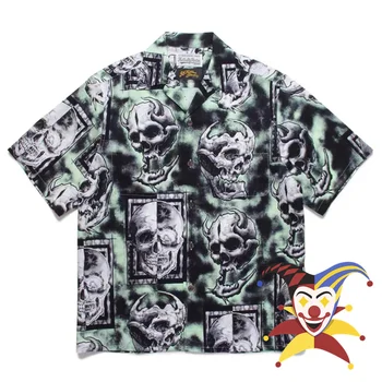 2022ss Pilna Skelets WACKO MARIA Krekls Vīriešiem, Sievietēm Hawaii T-krekls Gadījuma Top Tees harajuku krekls
