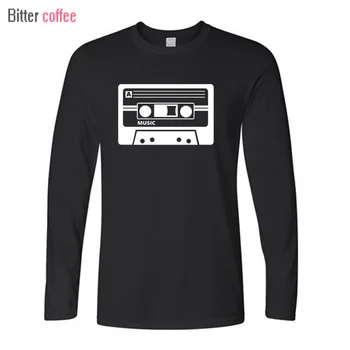 Rudens un ziemas Audio Kasetes O-veida kakla Lentes Krekls Vīriešiem Izstrādātas ar garām Piedurknēm Augstas Kvalitātes Tee Krekli Izmēru un Krāsas Euro Izmēra