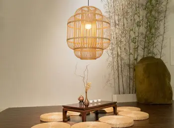 Mūsdienu roku darbs bambusa led lustras bambusa lampas Āzijas Restorāns, Viesnīca, lustra dzīvojamā istabā karājas virtuve led Lustras