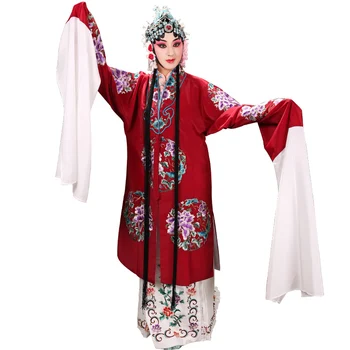 Lielās Peoniju Sieviešu Komanda Ziedu Cape Jaunu Pekinas Operas Kostīmu Karājas Skaists Zaļas Drēbes Veca Sieviete Raksturs Ķīniešu