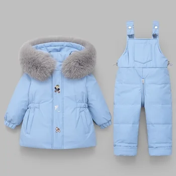 datori bērnu apģērbu Komplekts 2 Siltu ziemas dūnu jaka Baby toddler Meitene drēbes jumpsuit mētelis zēni parka mēteli bērniem snowsuit