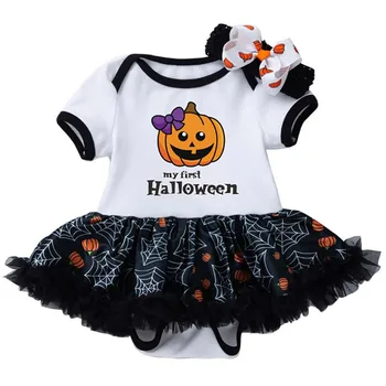 Baby Meitenes Ķirbju Kleitu Mans Pirmais Halloween Tērpi Toddler Meitenes Melnā Raganu, Sikspārņu Tutu Kleitas Karnevāla Halloween Puse Drēbes