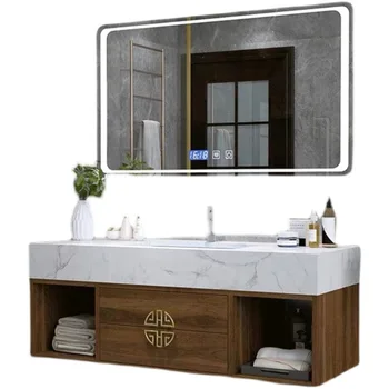 Saprātīga jaunais Ķīnas vannas istabas skapis kombinācija akmens plāksnes integrētā izlietne, tualete vienkāršu mazgāšanu, stāv vannas istabas skalošanas