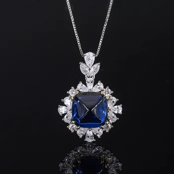 Jauno modes S925 sudraba gredzenu komplektu ar 5.A zircon dāmas personības temperaments blue diamond gem komplekts