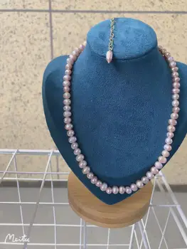 Augsta Kvalitāte Laba, Spīdīgi Lillā Dabiskie Saldūdens Kultivētās Pērles sānslīdi kaklasaite Kaklarota Sievietēm Kāzu Dāvanu Smalkas Rotaslietas 2022 Newhot